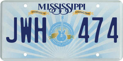 MS license plate JWH474