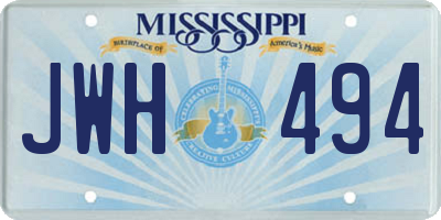 MS license plate JWH494