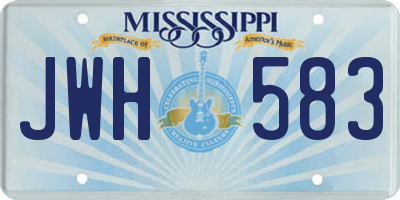 MS license plate JWH583