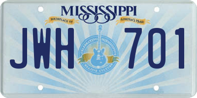 MS license plate JWH701