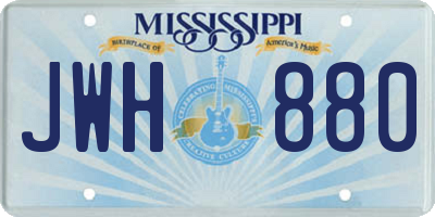 MS license plate JWH880
