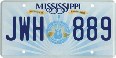 MS license plate JWH889