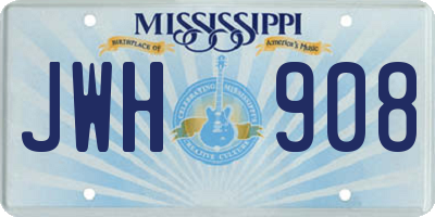 MS license plate JWH908