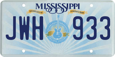MS license plate JWH933
