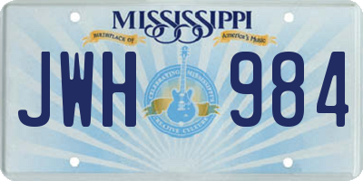 MS license plate JWH984