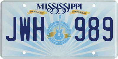 MS license plate JWH989
