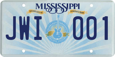 MS license plate JWI001