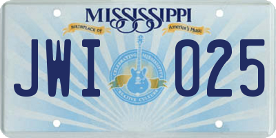MS license plate JWI025