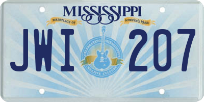 MS license plate JWI207