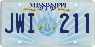 MS license plate JWI211
