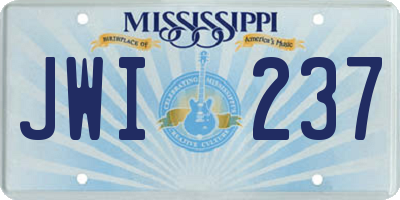 MS license plate JWI237