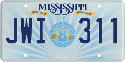 MS license plate JWI311