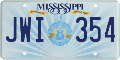 MS license plate JWI354
