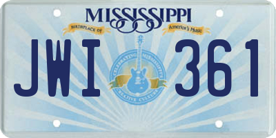 MS license plate JWI361