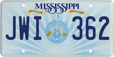 MS license plate JWI362