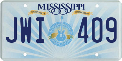 MS license plate JWI409