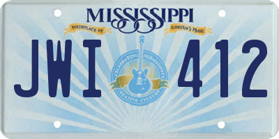 MS license plate JWI412