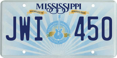MS license plate JWI450