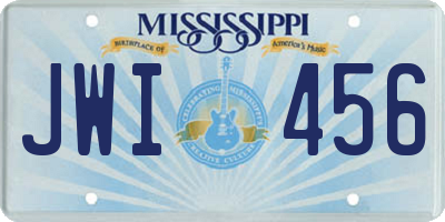 MS license plate JWI456