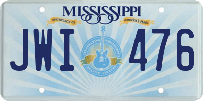 MS license plate JWI476