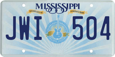MS license plate JWI504