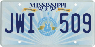 MS license plate JWI509