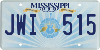 MS license plate JWI515