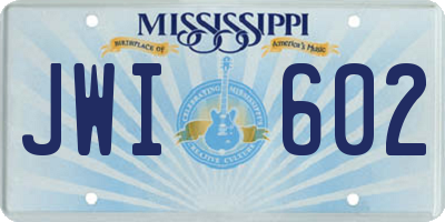 MS license plate JWI602