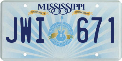 MS license plate JWI671