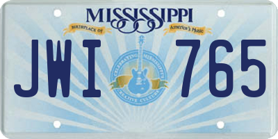 MS license plate JWI765