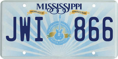 MS license plate JWI866