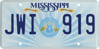 MS license plate JWI919