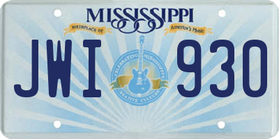 MS license plate JWI930