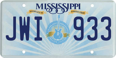 MS license plate JWI933