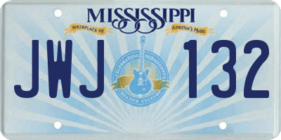 MS license plate JWJ132