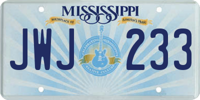 MS license plate JWJ233