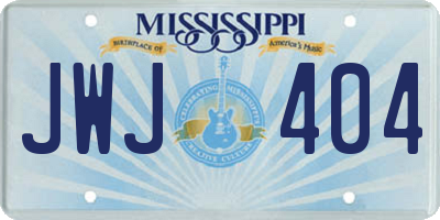 MS license plate JWJ404