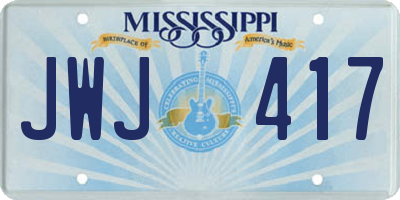 MS license plate JWJ417