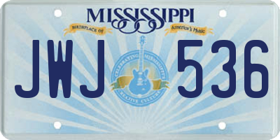 MS license plate JWJ536