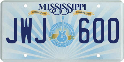 MS license plate JWJ600