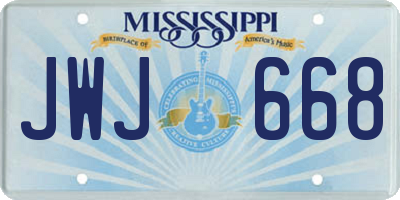 MS license plate JWJ668
