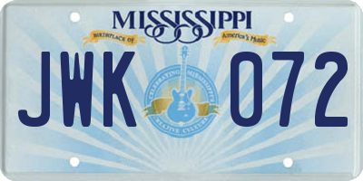 MS license plate JWK072