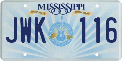 MS license plate JWK116