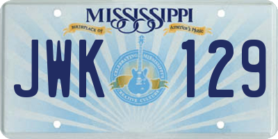 MS license plate JWK129