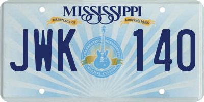 MS license plate JWK140