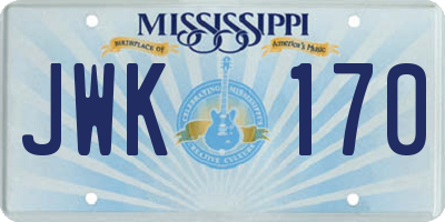 MS license plate JWK170
