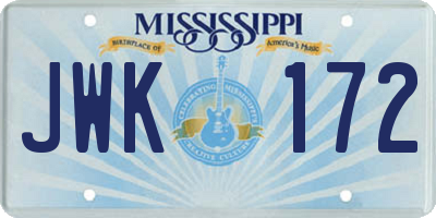 MS license plate JWK172