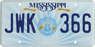 MS license plate JWK366