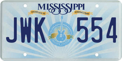 MS license plate JWK554