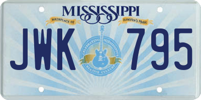 MS license plate JWK795
